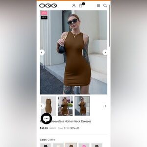 Sleeveless Brown Mini Dress